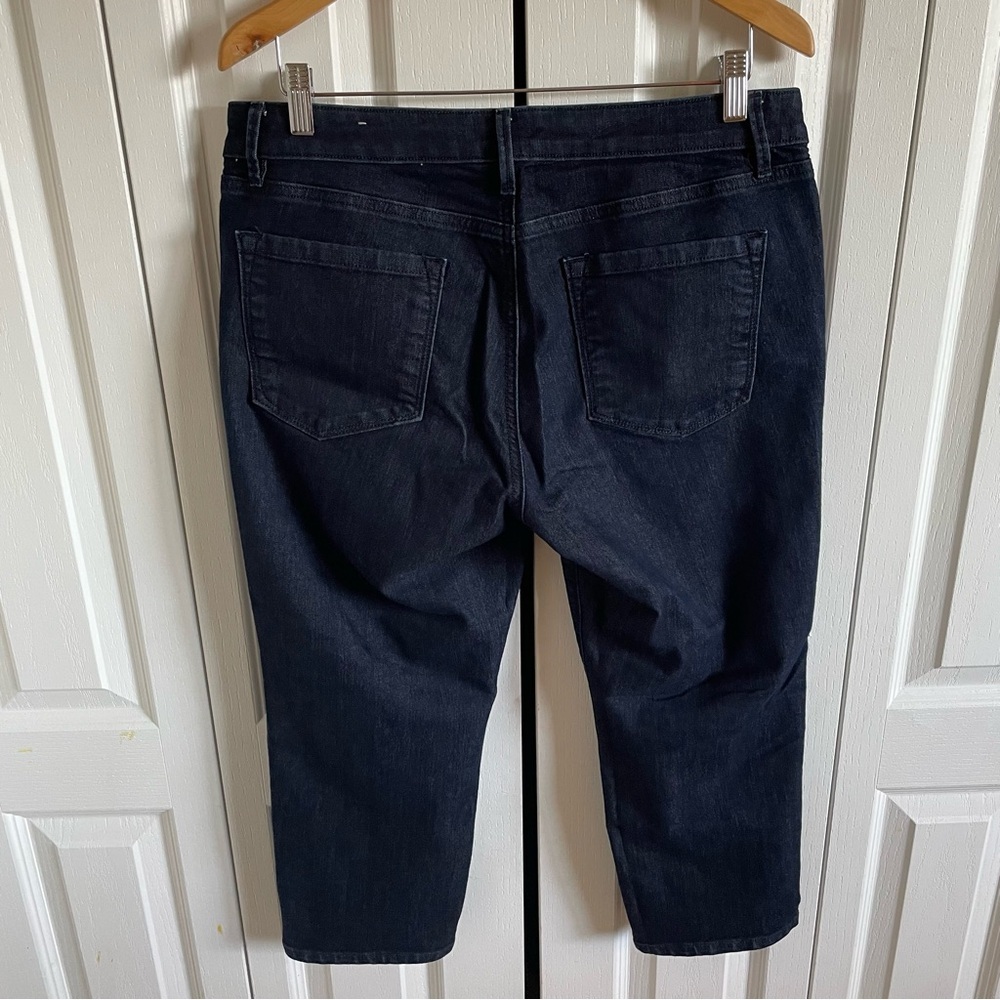 Loft Curvy Crop Jeans Pants Women’s 12 Dark Wash Blue Casual Boho Stretch EUC - Picture 4 of 10